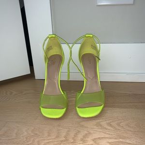 ALDO NEON CLEAR BRIGHT GREEN HEELS ANKLE STRAP 7